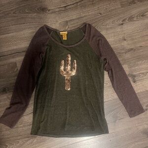 Wrangler Brown and Black Cactus Long Sleeve Tee